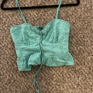 Wild Fable Green Ruched Tie Front Camisole